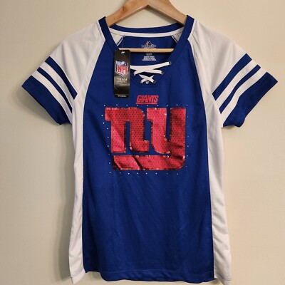 NEW Womens NFL New York Giants Majestic Fan Bling Jersey Shirt