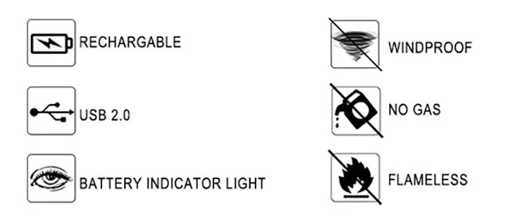 Mechero Encendedor USB Recargable Mechero Eléctrico Sin Gas Sin Llama, con LED - Imagen 2 de 4