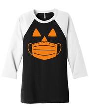 Jack O' Lantern Pumpkin with Mask Halloween Costume Unisex Raglan T-Shirt