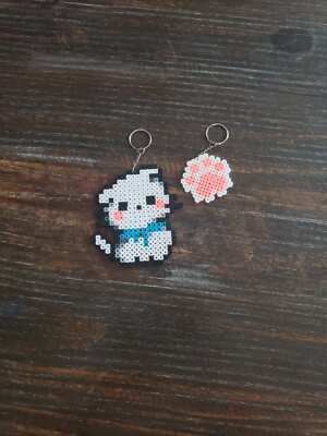 Kitty Perler Pixel Art Keychain