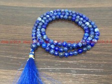 Pretty Blue Lapis Lazuli 6/8/10mm 108 Prayer Bead Tibetan Buddhist Mala Necklace