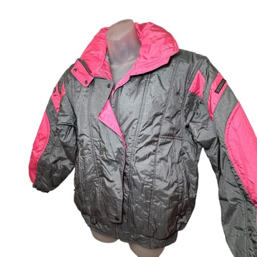Vintage 90s Descente Japan Women’s Nylon Ski Jacket Size S (6-8) Pink Gray - Picture 2 of 11