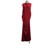 Reformation Billy Knit Dress Cherry Red Ruched Side Stretch Fabric 2X