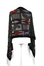 Gorgeous Red Purple Silk Burnout Velvet Fringed Scarf Shawl Wrap