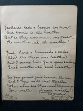 Manuscript page 1909 Ris Mallock NZ Scotland verse scrap album page