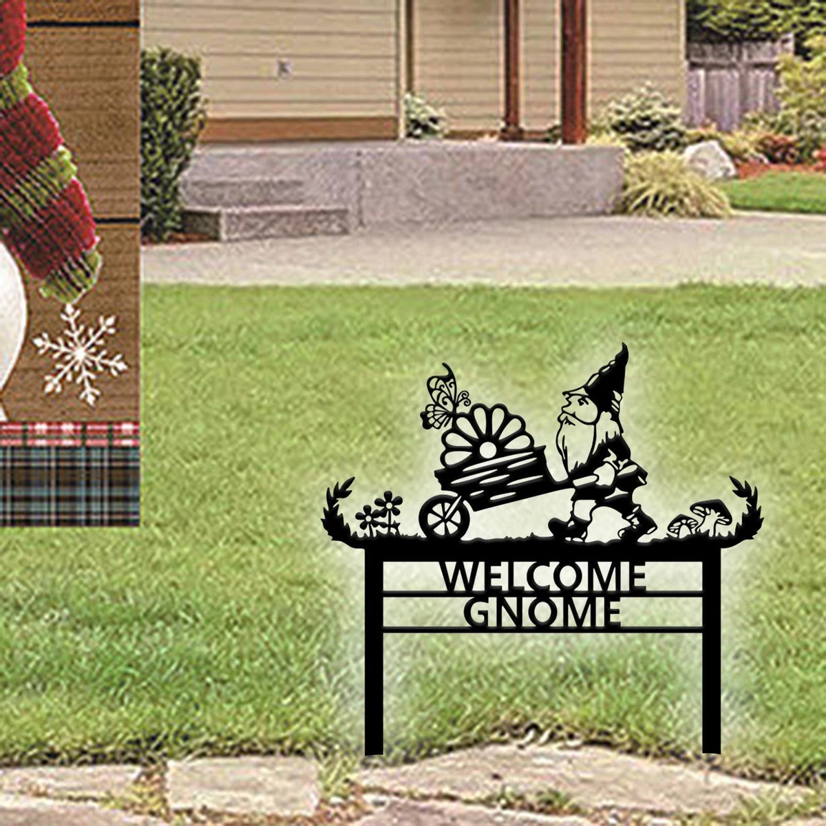 Christmas Yard Stake Lawn Decor Metal Yard Sign for Xmas Winter Outdoor