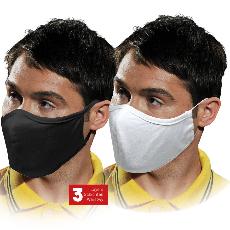 REIS Maske 5 STÜCK Mundschutz 100% Baumwolle Stoffmaske waschbar Behelfsmaske 3-lagig