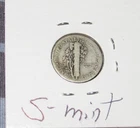 VG Silver 1917 s San Francisco Mint 10 Cent Winged Mercury WWI Era VG cond.