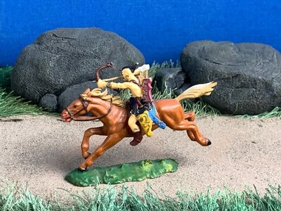 Vintage Elastolin Germany MOUNTED Hun / Mongol Archer - 40mm 1:45 Scale