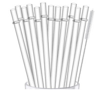 ALINK 12-Pack Reusable Plastic Clear Straws, 13 Inch Extra Long Tumbler Straws 1