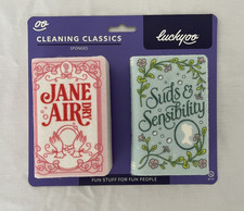 NEW Novelty Luckyoo Jane Austen and Bronte Cleaning Classics Kitchen Sponges