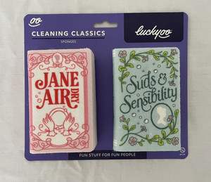 NEW Novelty Luckyoo Jane Austen and Bronte Cleaning Classics Kitchen Sponges