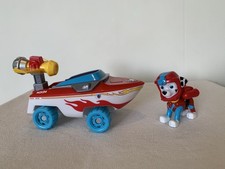 Paw Patrol Marshall Sea Patrol Vehicle With Figure Transforms boat to land Blue