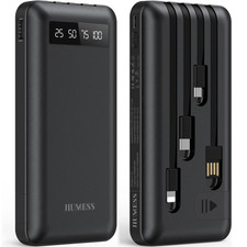 20000Mah Power Bank Portable Charger with Cables Compatible for Iphone, Android