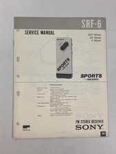 Vintage Sony SRF-6 Sports Walkman Radio FM Receiver Service Manual Original 