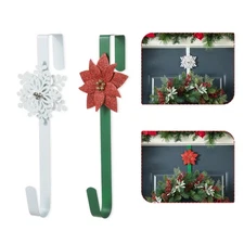 14-inch Christmas Wreath Hangers for Front Door, Metal Door Hangers with Snow...