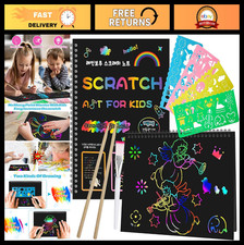 Scratch Paper Art Set - 2 Pack Notebooks for Kids, Crafts Back to School, Ages