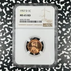 1957-D U.S. Lincoln Wheat Cent NGC MS65RD Lot#HP477 Gem BU!