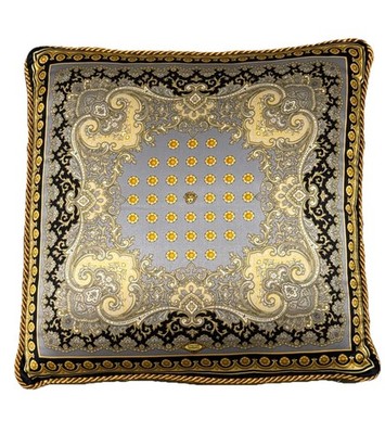 Atelier Versace Medusa Silk Pillow   Gray & Gold   Italy
