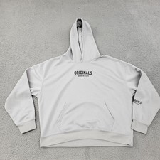 Originals Brooklyn Cloth Hoodie Mens Medium Light Gray Logo Pullover Pockets