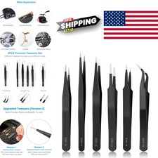 Versatile 6PCS Tweezer Set Anti Static Stainless Steel for Various Applications