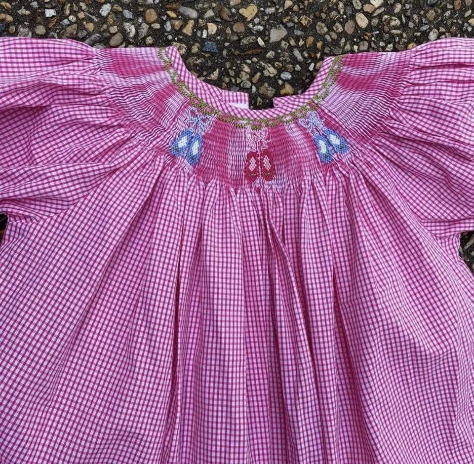 Girls Smocked Ballet Ballerina Themed Pink Gingham Checked Dress 5 - Image 2 of 4