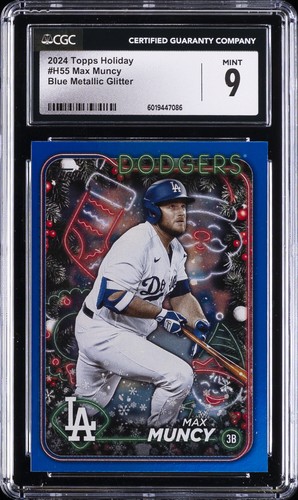 2024 TOPPS HOLIDAY BLUE METALLIC GLITTER #H55 MAX MUNCY CGC 9