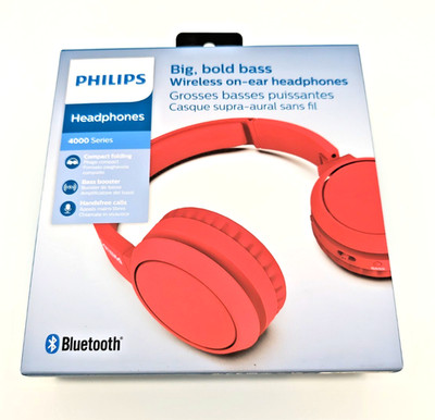 Philips TAH4205RD/00 Bluetooth On-Ear Kopfhörer Bass Boost Rot Neu