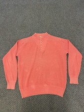 VTG L.L. BEAN~Size XLarge Tall Made in USA Cotton Sweater 1/4 Button Pink
