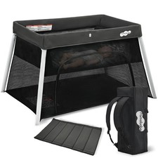 Portable Travel Crib Grey with Mattress Zipper Door