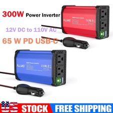 ALLWEI 300W Power Inverter Dual 110V AC Outlet and 65W PD USB-C Car Charger