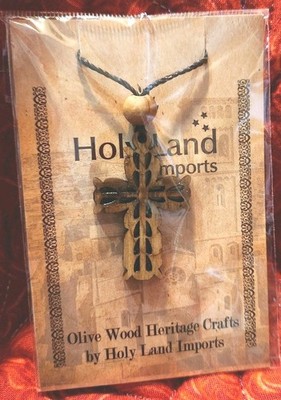 Holy Land Olive Wood Cross Pendant Necklace Handmade Holy Land Imports Easter 