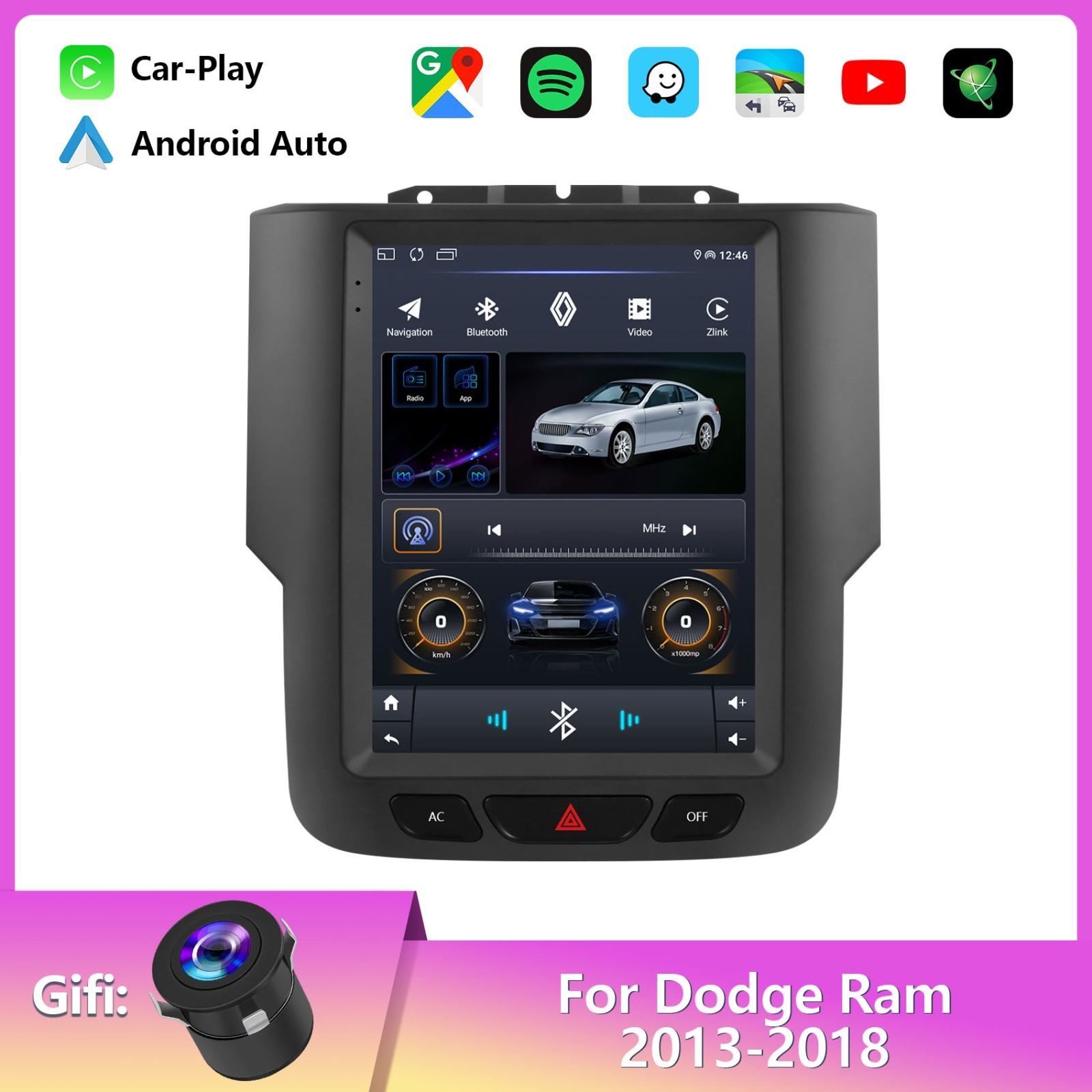 9.7" FOR 2013-2018 DODGE RAM 1500 2500 3500 ANDROID 13 CARPLAY GPS RADIO STEREO