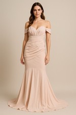 Boohoo Occasion Blush Off-Shoulder Mermaid Gown Size 4