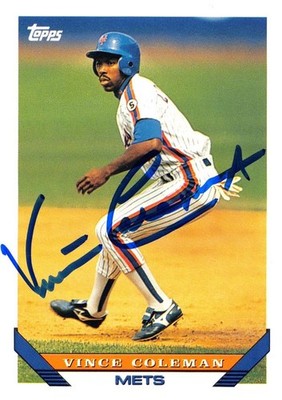 Vince Coleman autographed baseball card 1993 Topps #765 (New York