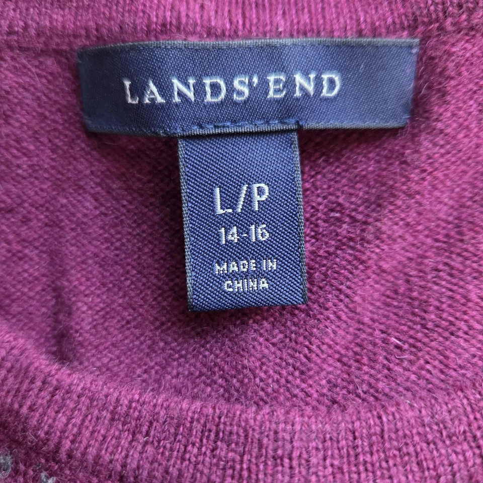 Suéter Pulôver Lands End PL Roxo Vermelho Azul Argila L/S 100% Cashmere Pequeno - Imagem 3 de 4