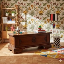 Cassapanca Antica Noce Intagliato Decorato Italia XVIII Secolo Originale