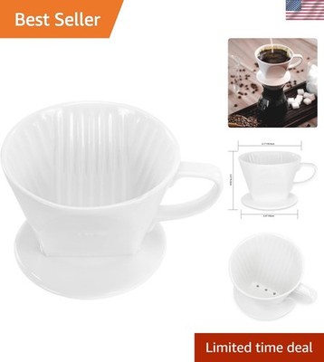 Pour Over Ceramic - Coffee Dripper Ceramic Coffee Maker with 3 Holes Flat Bot...