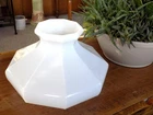 VTG GWTW 10" Fitter HURRICANE /OIL LAMP SHADE ~ Opal Milk Glass  NONAGON 9-SIDE