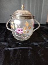 ANCIEN POT à BISCUITS DECOR FLEURS GRAVEES