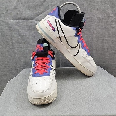 NIKE AIR FORCE 1 REACT WHITE-BLACK-ASTRONOMY BLUE Men's SZ 13 CT1020-102