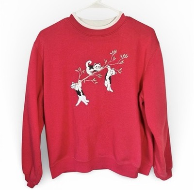 VTG Classic Elements Cats Sweater Sweatshirt Size Medium Granny Cottagecore