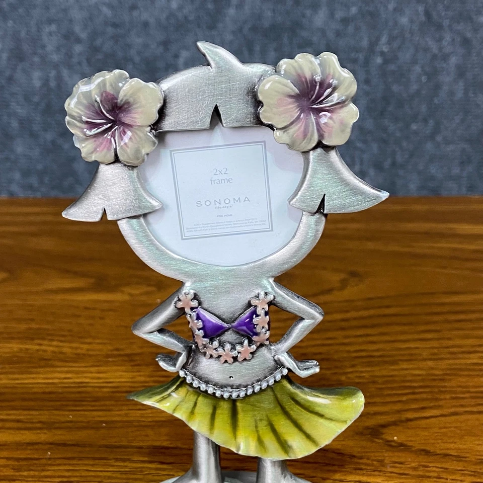 Sonoma Hula Girl Picture Frame 2x2 Novelty Tropical Dancer Photo Holder - Image 2 of 4