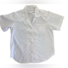 Vintage Oscar de la Renta cotton embroidered collared blouse- white - 12