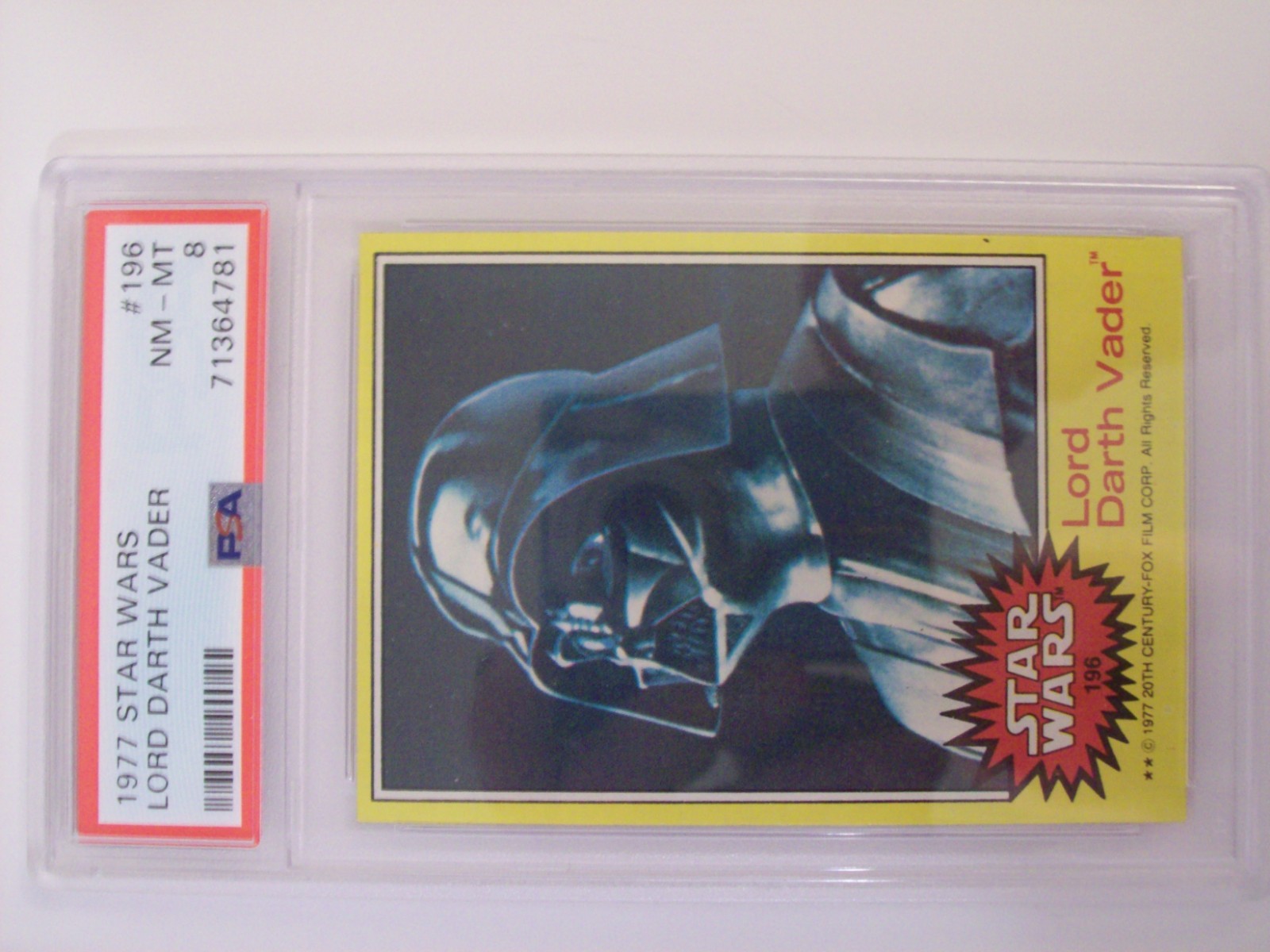 1977 Topps Star Wars Lord Darth Vader # 196 PSA 8 NM-MT Classic view 3