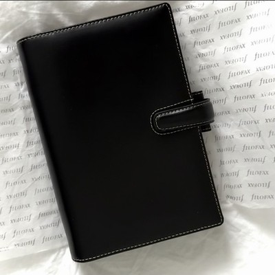 Filofax Kubanisch Schwarz Leder Persönlicher Organizer   Vintage Planer mit Box 