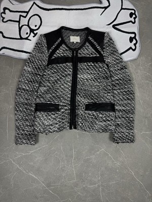 Iro Izzy Jacket Knitted Leather Black/White Size L Luxury