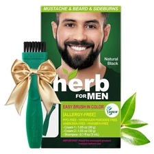 Herb For Men Mustache & Beard Dye (Nature Black, 1 Pack), PPD-Free Ammonia-Free,