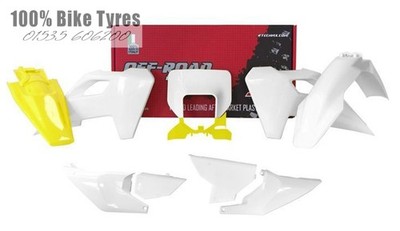 Husqvarna TE150 TE250 TE300 FE250 FE350 2024 Racetech Plastic Kit WHITE/YELLOW 1