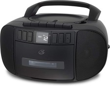 Portable AM/FM Boombox with CD and Cassette Player Built-in Carry Handle Black
